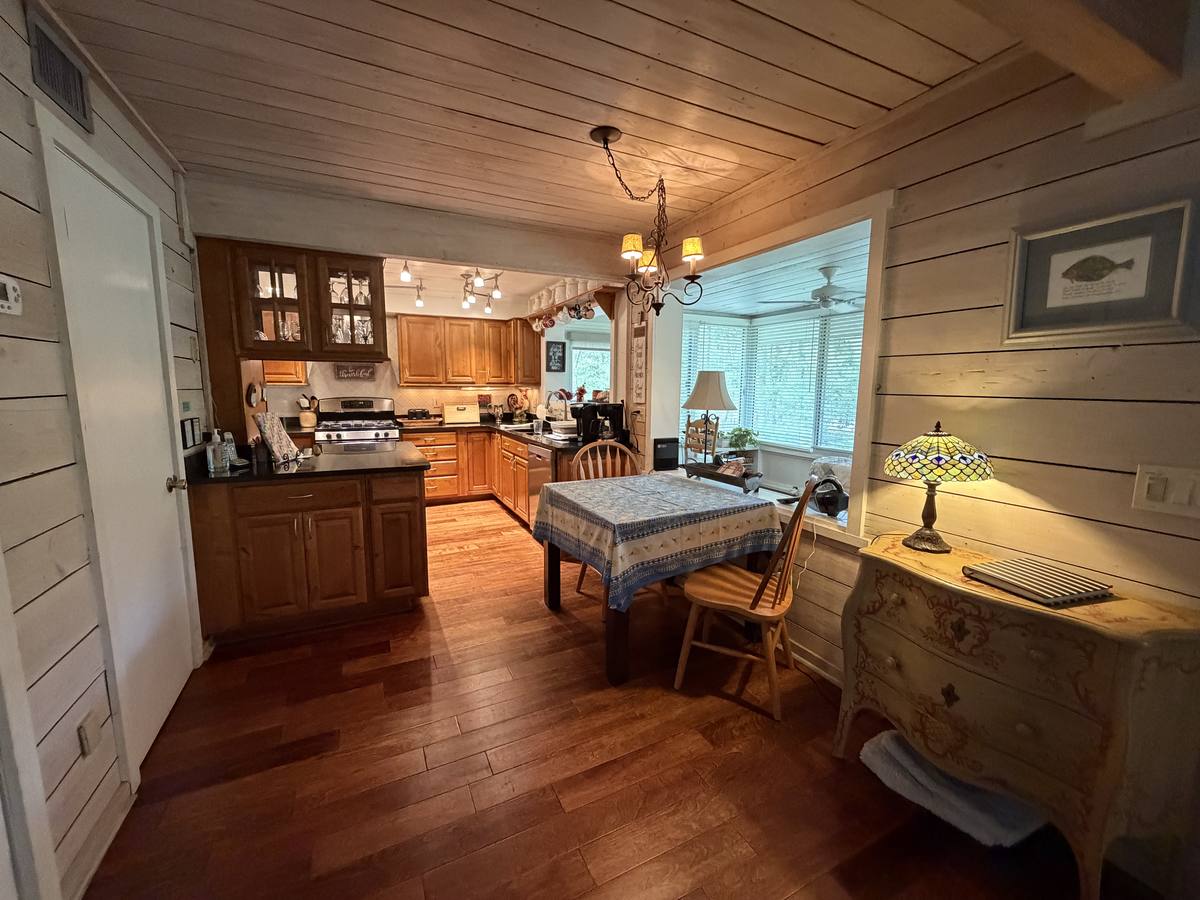 The kitchen breakfast table beneath the window