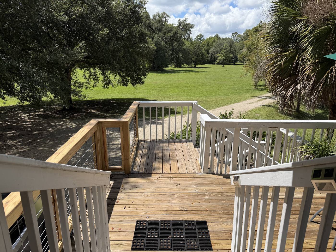 The deck looking out over the open pasture